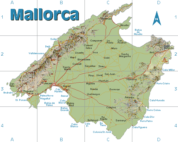 Här nedan ser du en karta över Spanien, Kanarieöarna och Balearerna