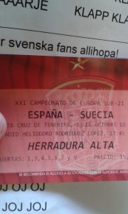 Spanien - Sverige fotbollsbiljett